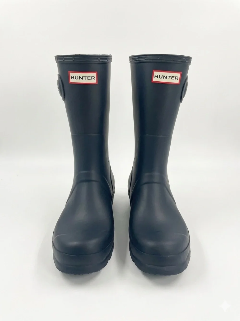 Hunter Men’s Black Logo Stripe Rain Boots Size 10